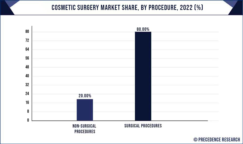 Cosmetic Surgery Market Share, By Procedure, 2022 (%)