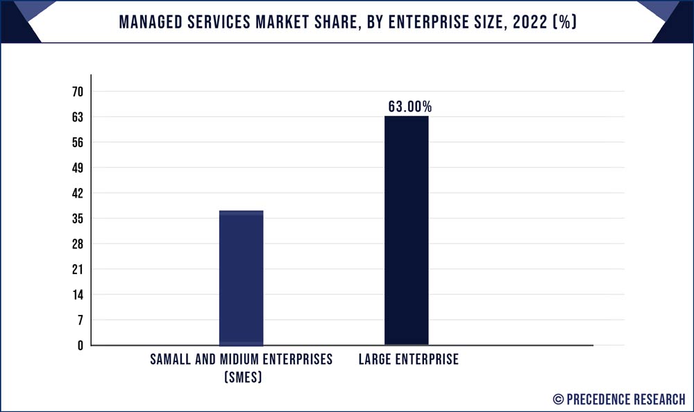 Managed Services Market Share, By Enterprise Size, 2022 (%)