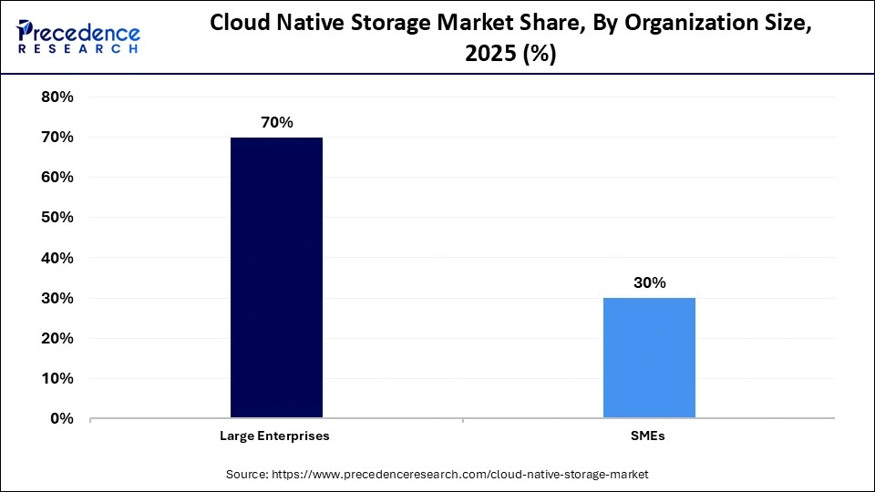 Cloud Native Storage Market Share, By Organization Size, 2025 (%)