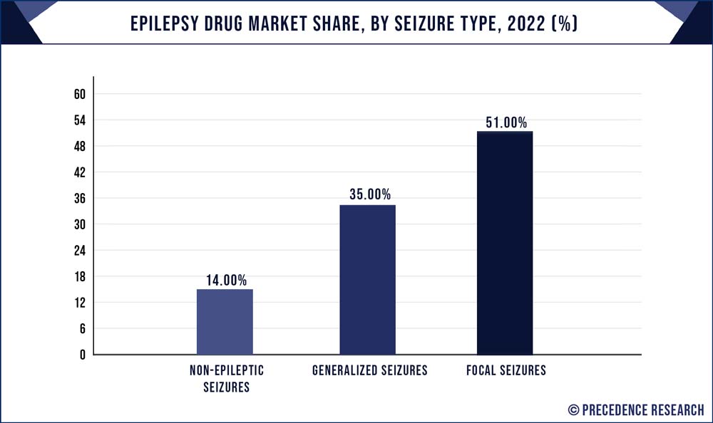 Epilepsy Drug Market Share, By Seizure Type, 2022 (%)