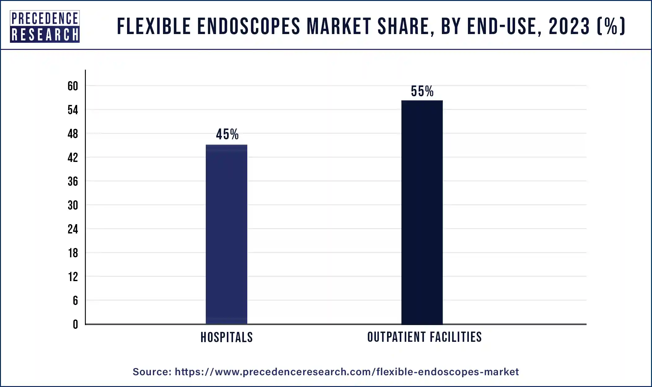 Flexible Endoscopes Market Share, By End Use, 2023 (%)