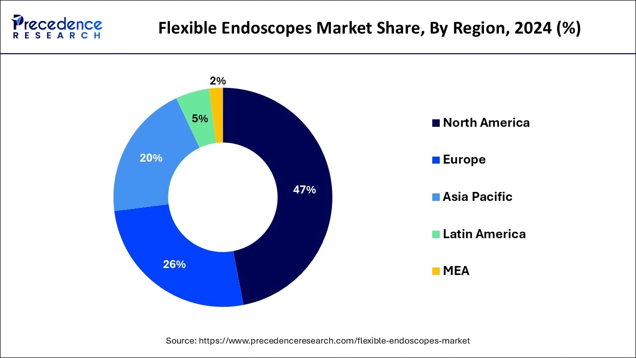 Flexible Endoscopes Market Share, By Region, 2023 (%)