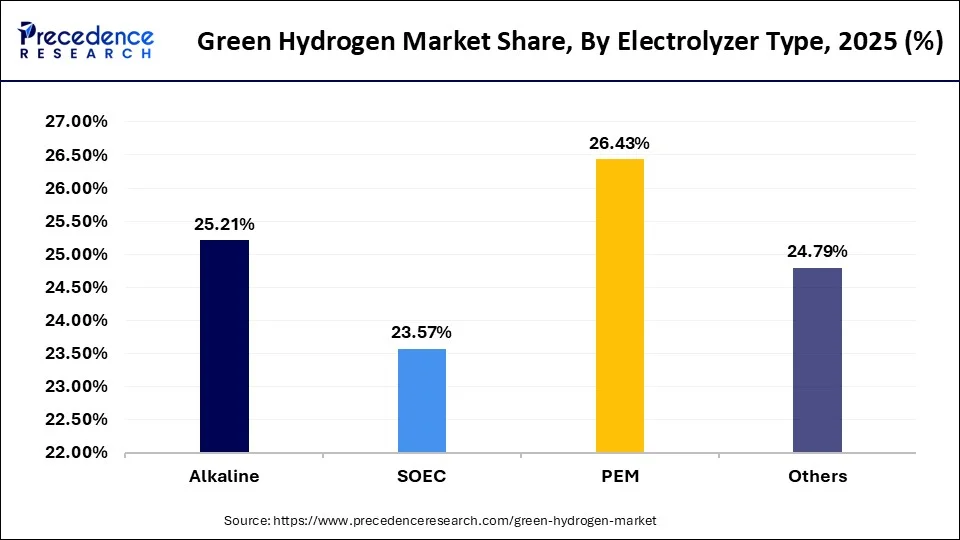 Green Hydrogen Market Share, By Electrolyzer Type, 2025 (%)
