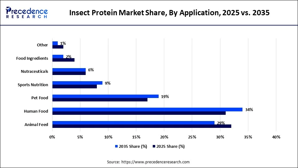 Insect Protein Market Share, By Application, 2025 vs. 2035