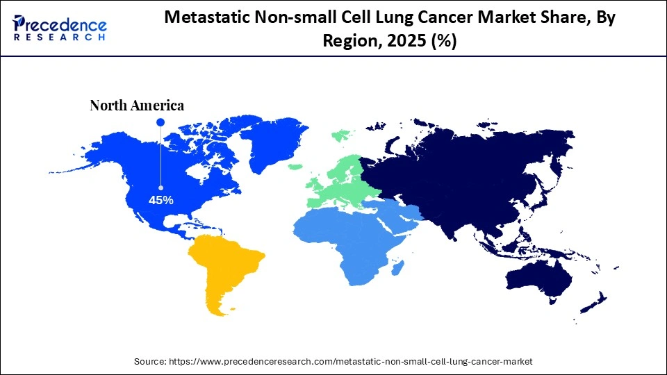 Metastatic Non-small Cell Lung Cancer Market Share, By Region, 2025 (%)