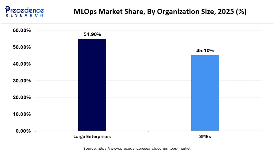 MLOps Market Share, By Organization Size, 2025 (%)