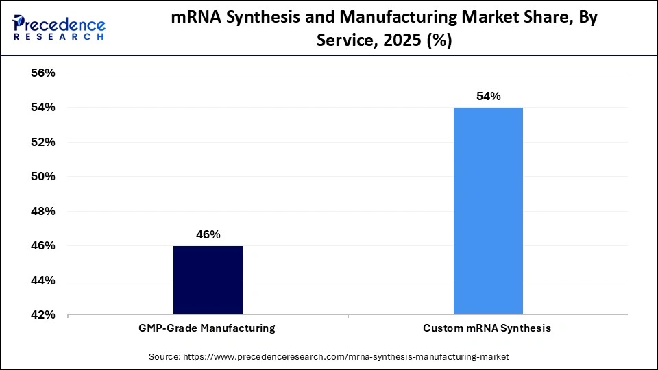 mRNA Synthesis and Manufacturing Market Share, By Service, 2025 (%)
