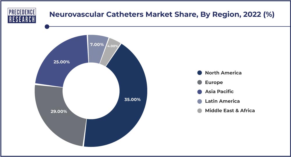 Neurovascular Catheters Market Share, By Region, 2022 (%)