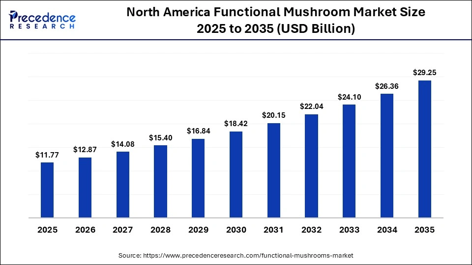 North America Functional Mushroom Market Size 2025 to 2035