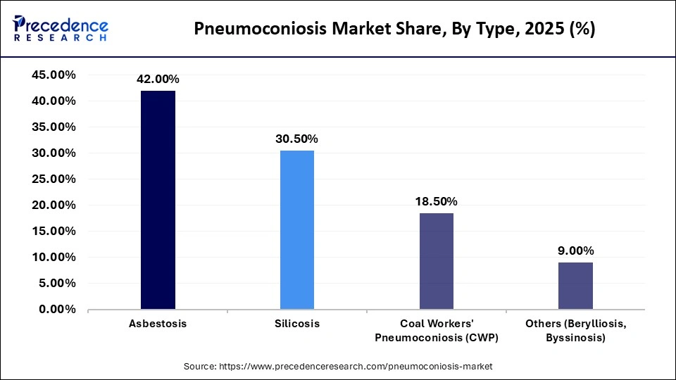 Pneumoconiosis Market Share, By Type, 2025 (%)