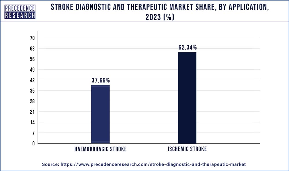 Stroke Diagnostic and Therapeutic Market Share, by Application, 2023 (%)