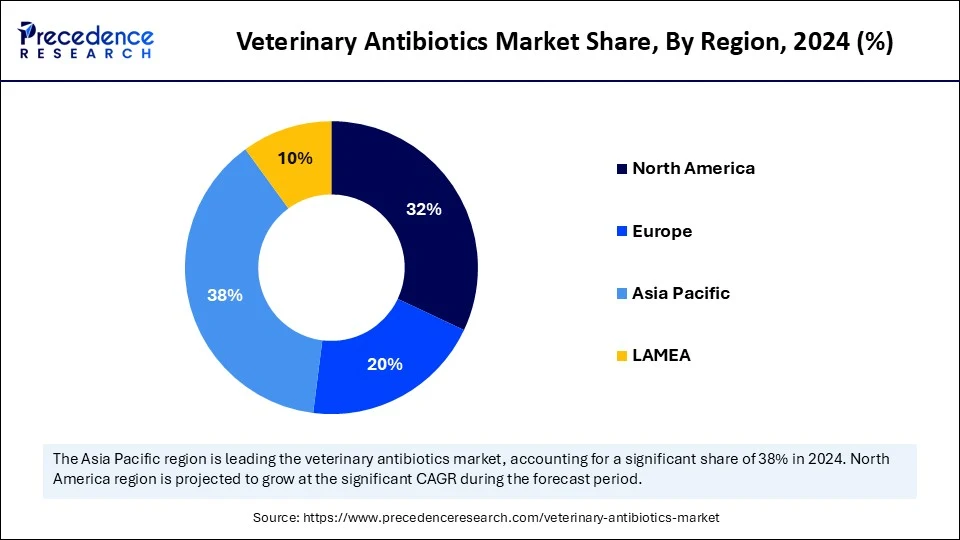 Veterinary Antibiotics Market Share, By Region, 2024 (%)